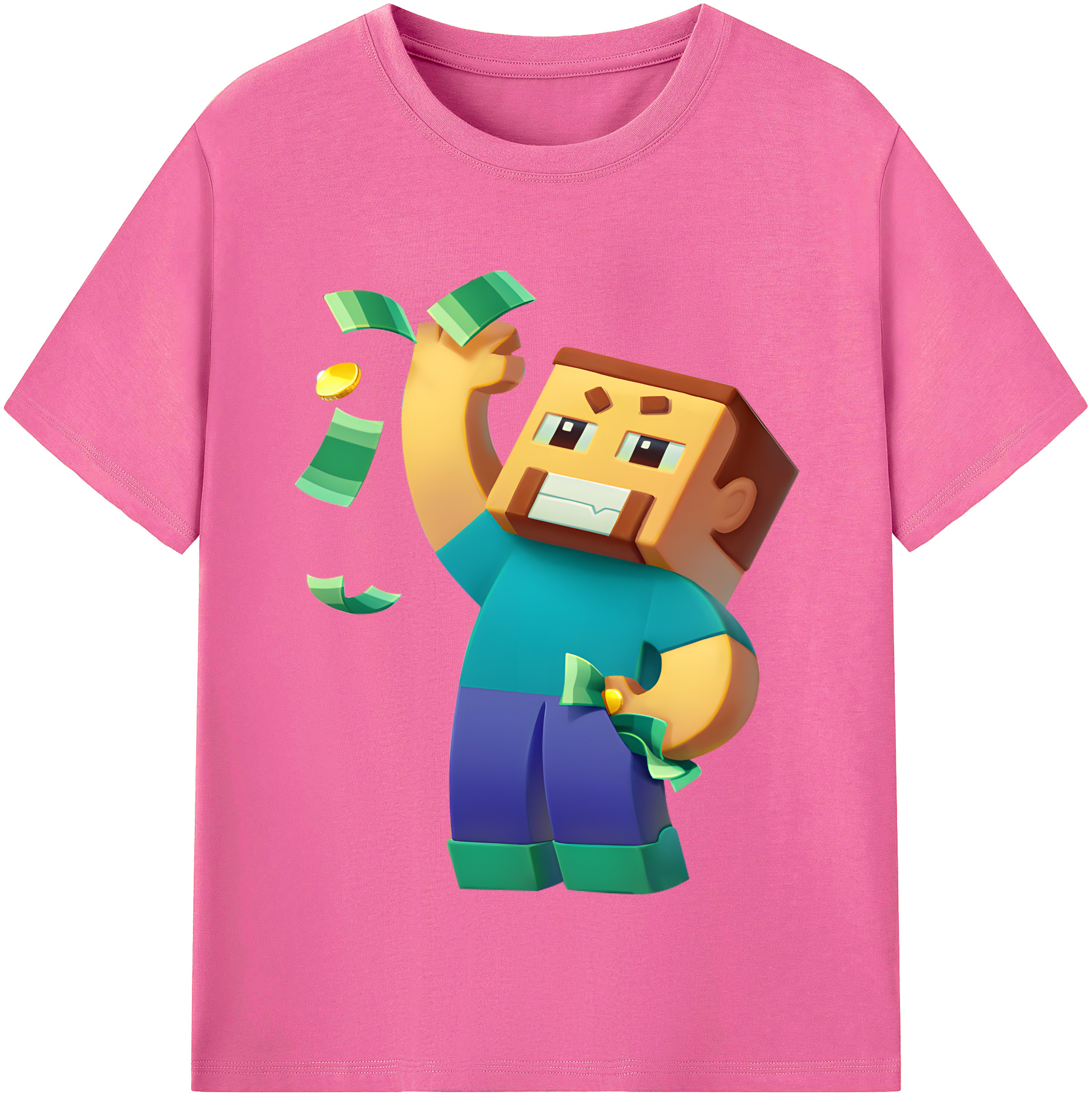 （画像用） マインクラフト ブロックの世界 Minecraft MC Block world レディースカジュアルプリントTシャツ（綿100％）